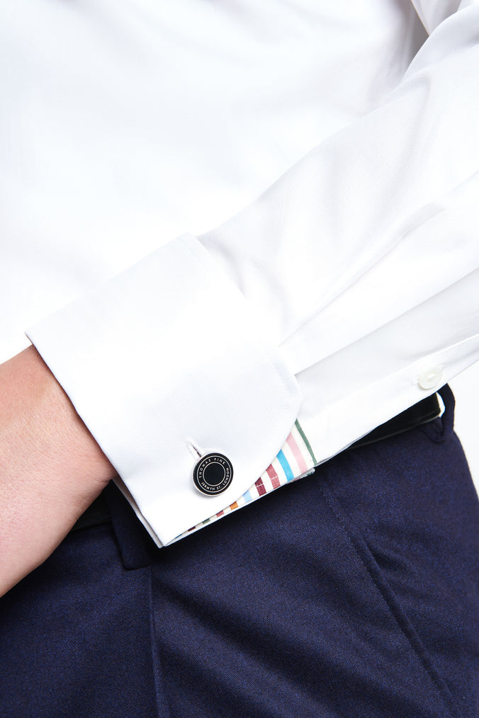 White Slim Fit Plain Formal Shirt with Stripe