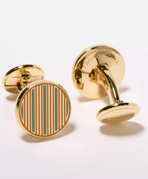 Orange & Green Enamel Striped Cufflinks