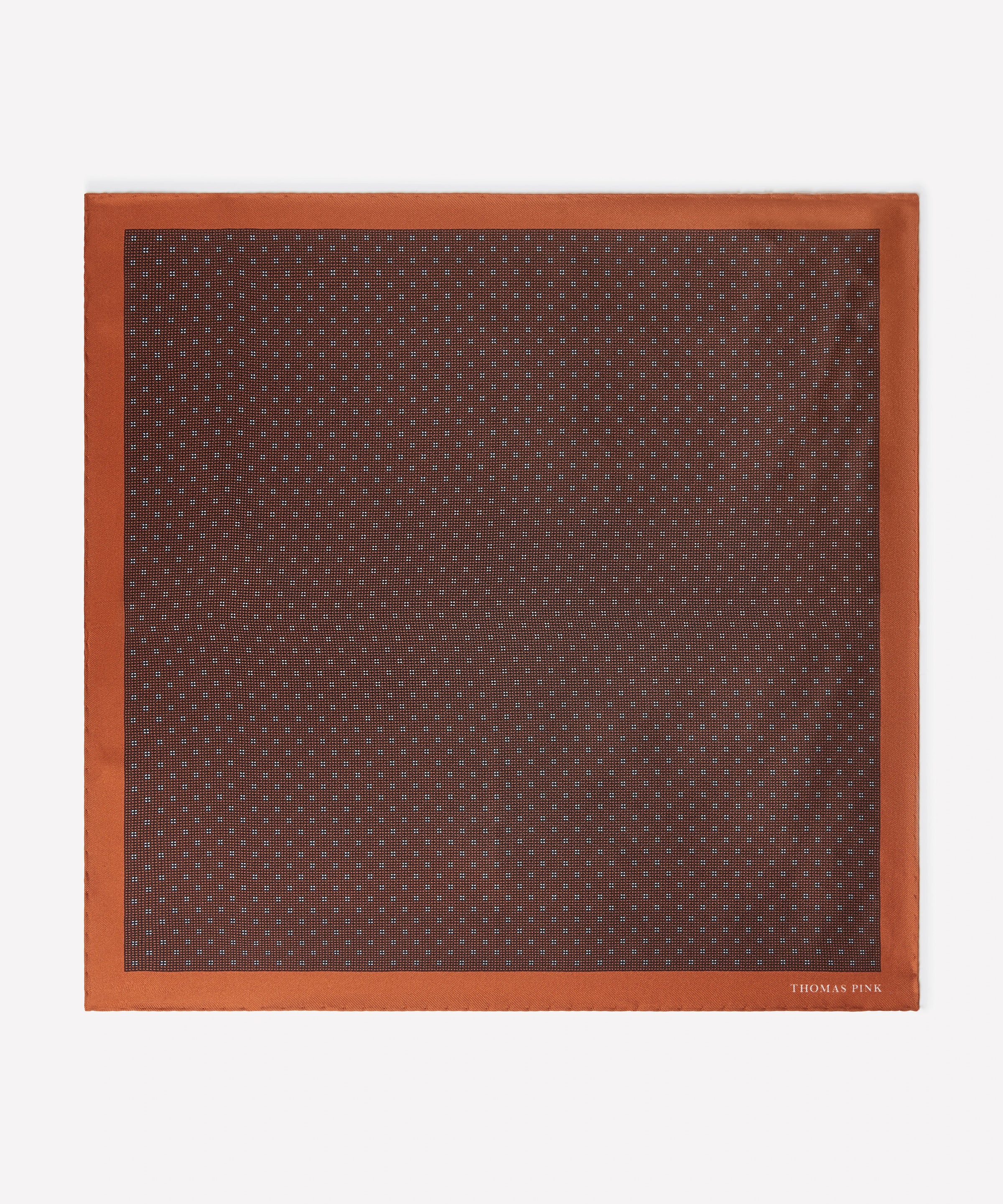 Deep Orange & White Four Dot Floral Motif Pocket Square