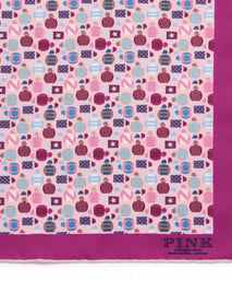Pink & Multicolour Small Jockey All Over Printed Silk Pocket Square