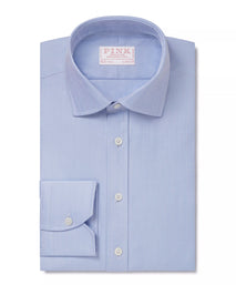 Pale Blue Classic Fit Twill Herringbone Formal Shirt