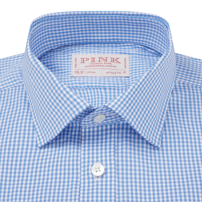 Sky Blue & White Athletic Fit Gingham Check Formal Shirt