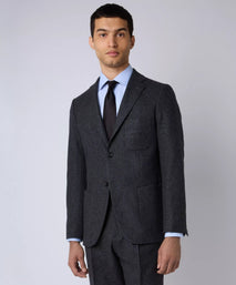 Charcoal Grey Tailored Fit Melange Merino Wool Jacket