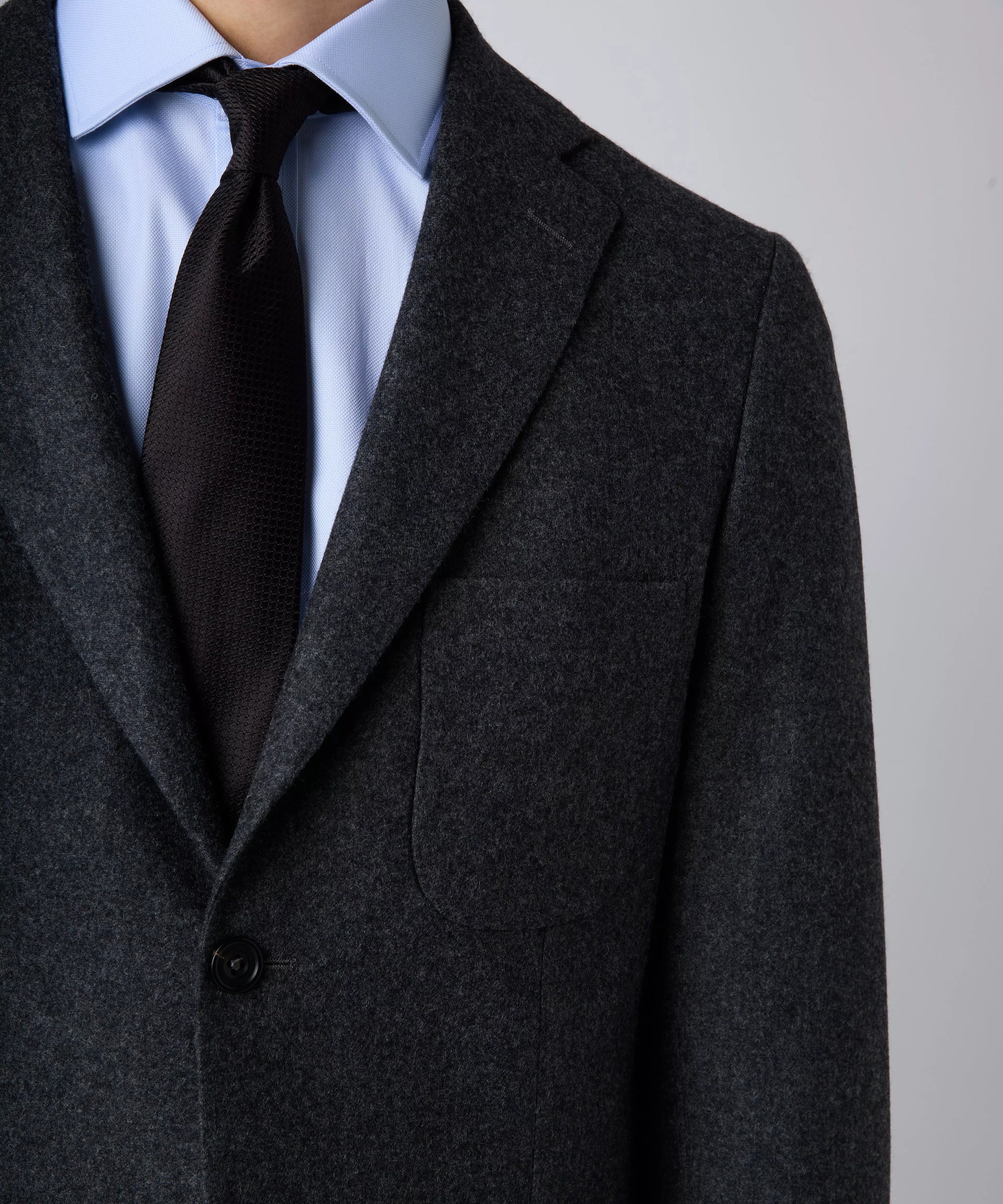 Charcoal Grey Tailored Fit Melange Merino Wool Jacket