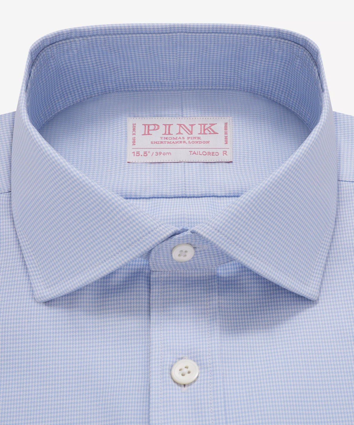 Blue & White Tailored Fit Formal Micro Puppytooth Shirt