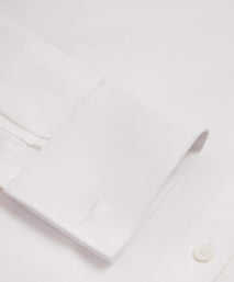 Off White Tailored Fit Double Cuff Cotton Oxford Formal Shirt