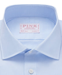 Pale Blue & White Classic Fit Double Cuff Puppytooth Formal Shirt